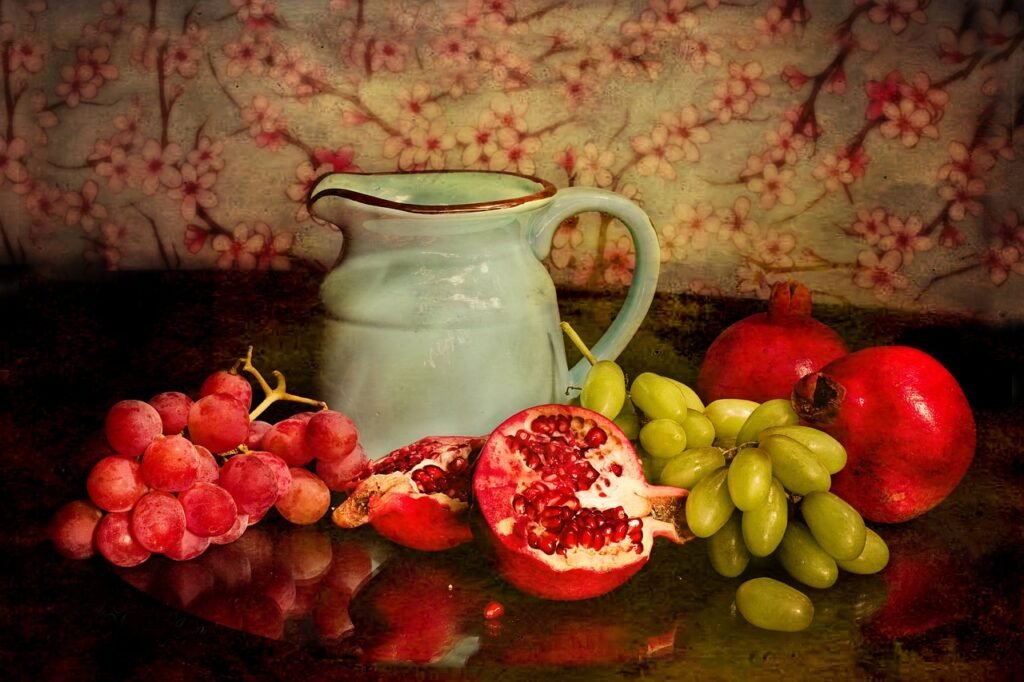 still life, pitcher, jar, fruits, fresh fruits, fruity, painting, digital painting, still life painting, fine art, still life, still life, still life, still life, still life, fruits, painting, painting